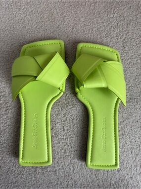 Acne Studios Neon Green Knotted Sandals Square Toe EU 40 / US 9